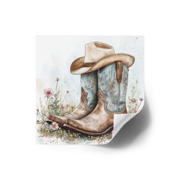 Rustic Cowboy Boots Square Stickers - Perfect for Country Lovers and Western Decor - Image 2