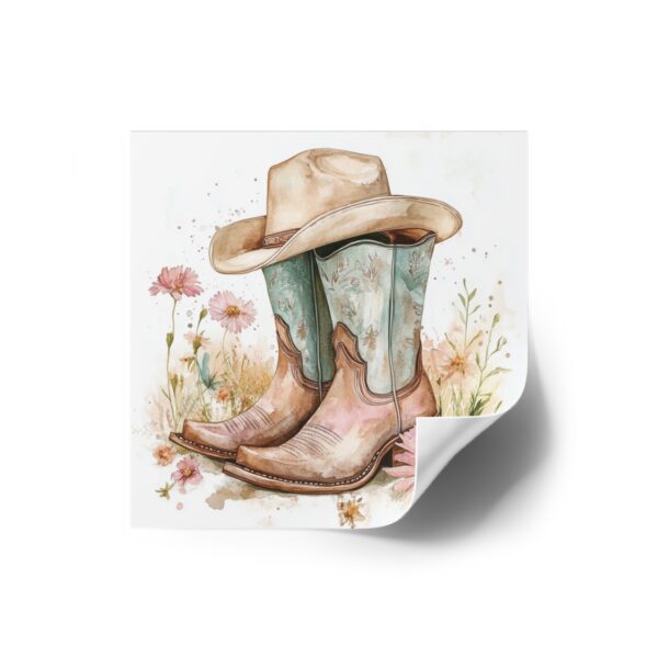 Rustic Cowboy Boots Square Stickers – Indoor/Outdoor Décor for Country Lovers - Image 2