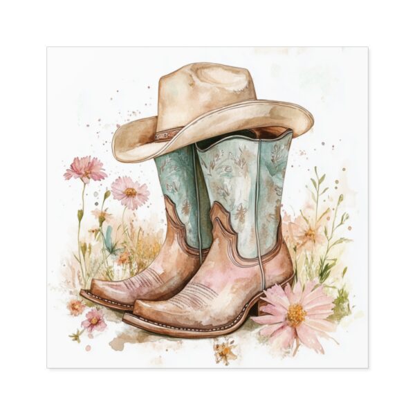 Rustic Cowboy Boots Square Stickers – Indoor/Outdoor Décor for Country Lovers