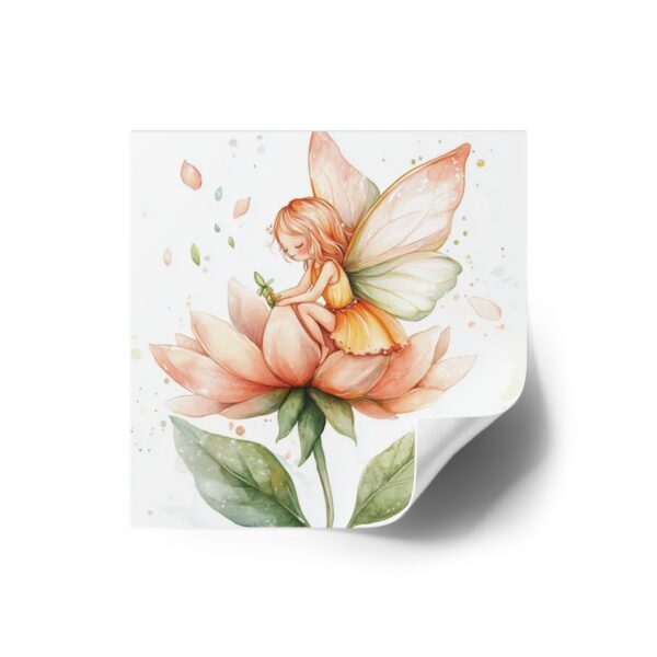 Whimsical Fairy Flower Square Stickers - Indoor/Outdoor Decor - Image 2