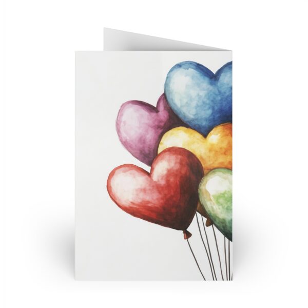 Colorful Heart Balloon Birthday Greeting Cards - Set of 10 - Image 4