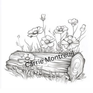 Flowers growing on a log